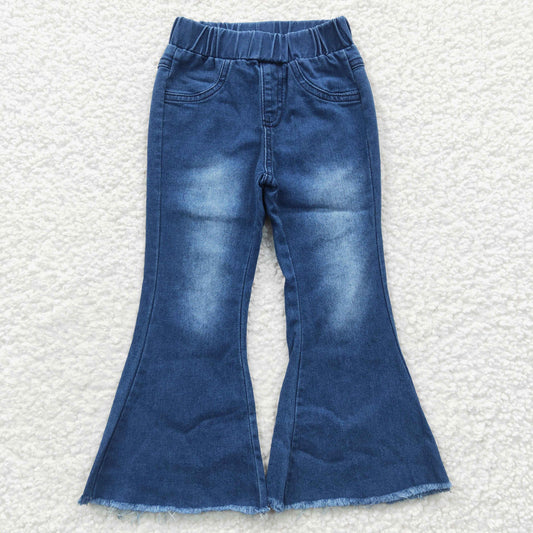 Baby Girls Blue Bleached Denim Bell Pants  P0070