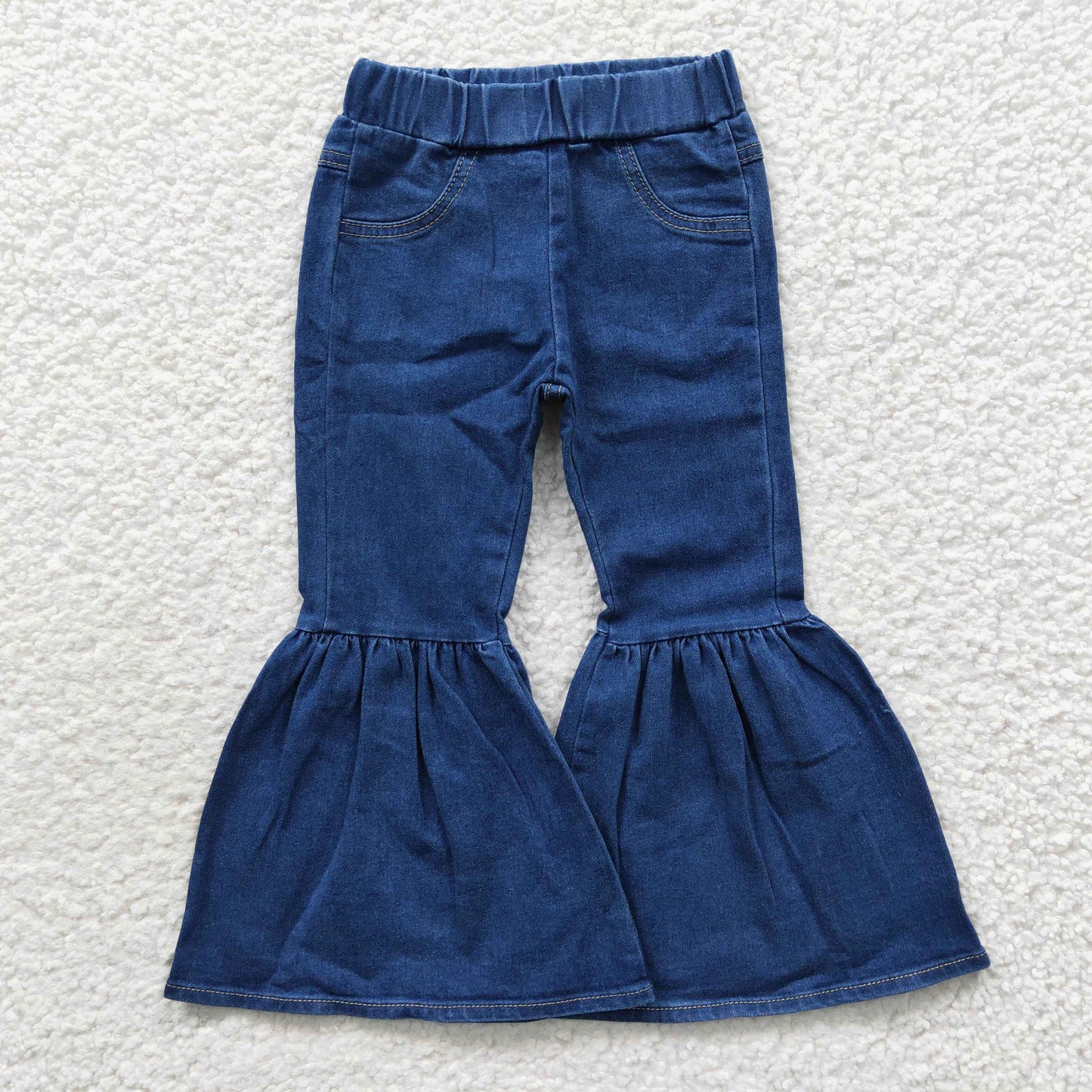 Baby Girls Blue Pocket Denim Bell Pants P0071