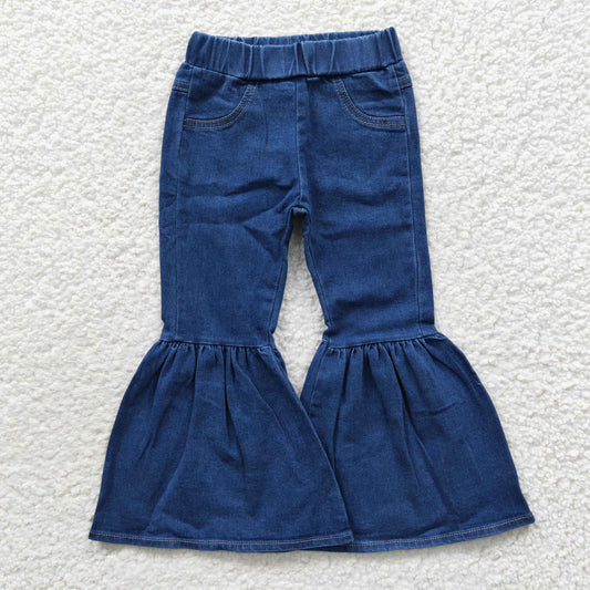 Baby Girls Blue Pocket Denim Bell Pants  P0071