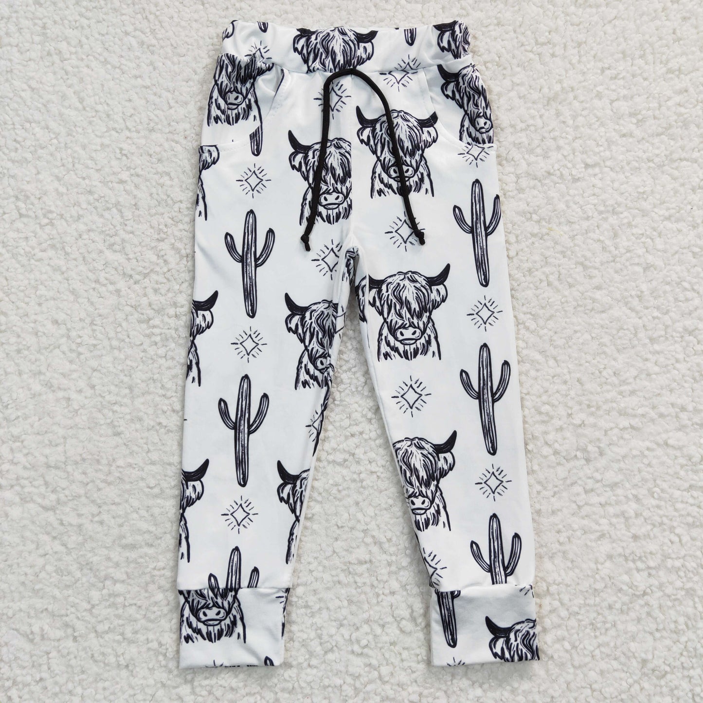 Kids highland cow print Western pants P0089