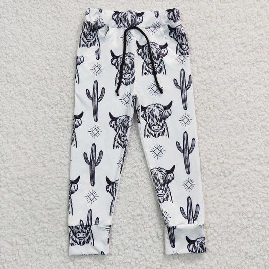 Kids highland cow print Western pants P0089