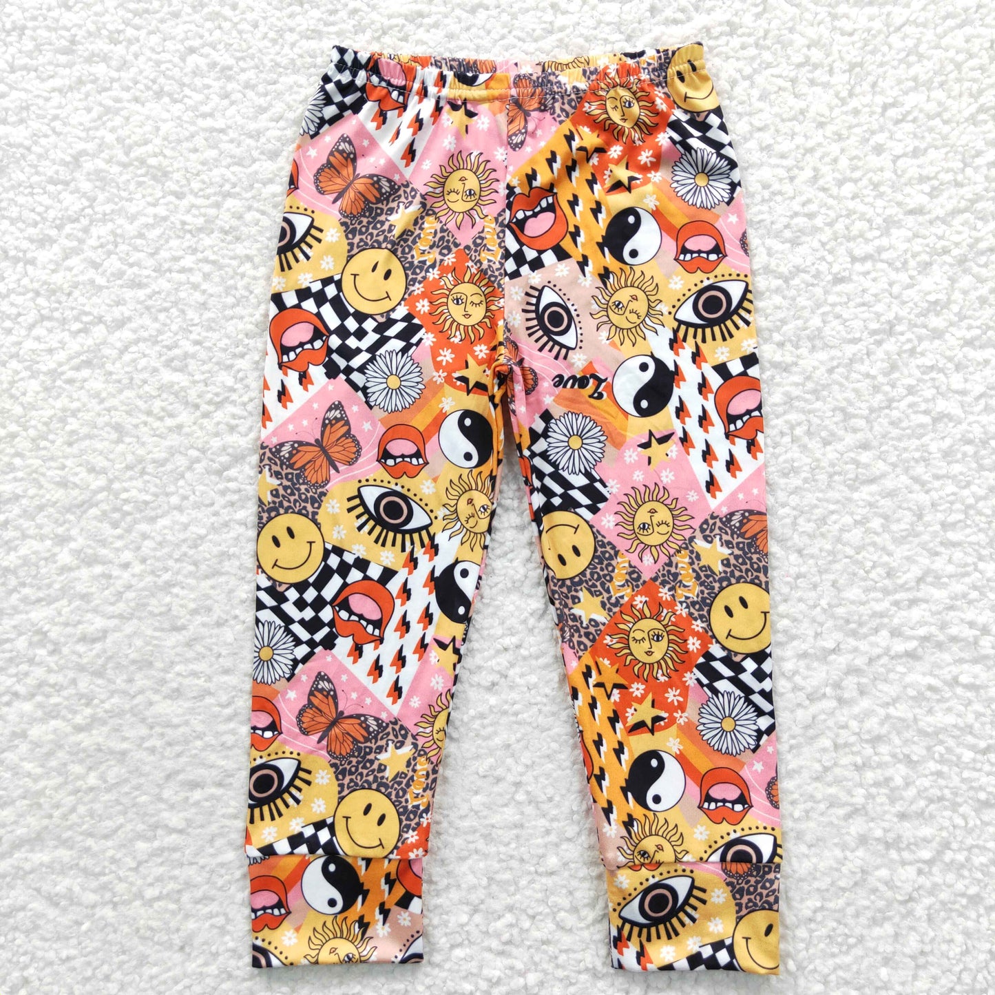 P0130 Smile print milk silk pants