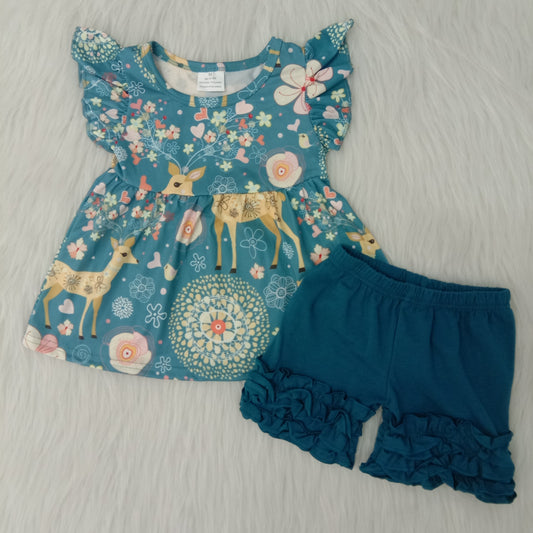 Flutter sleeve icing shorts summer outfits