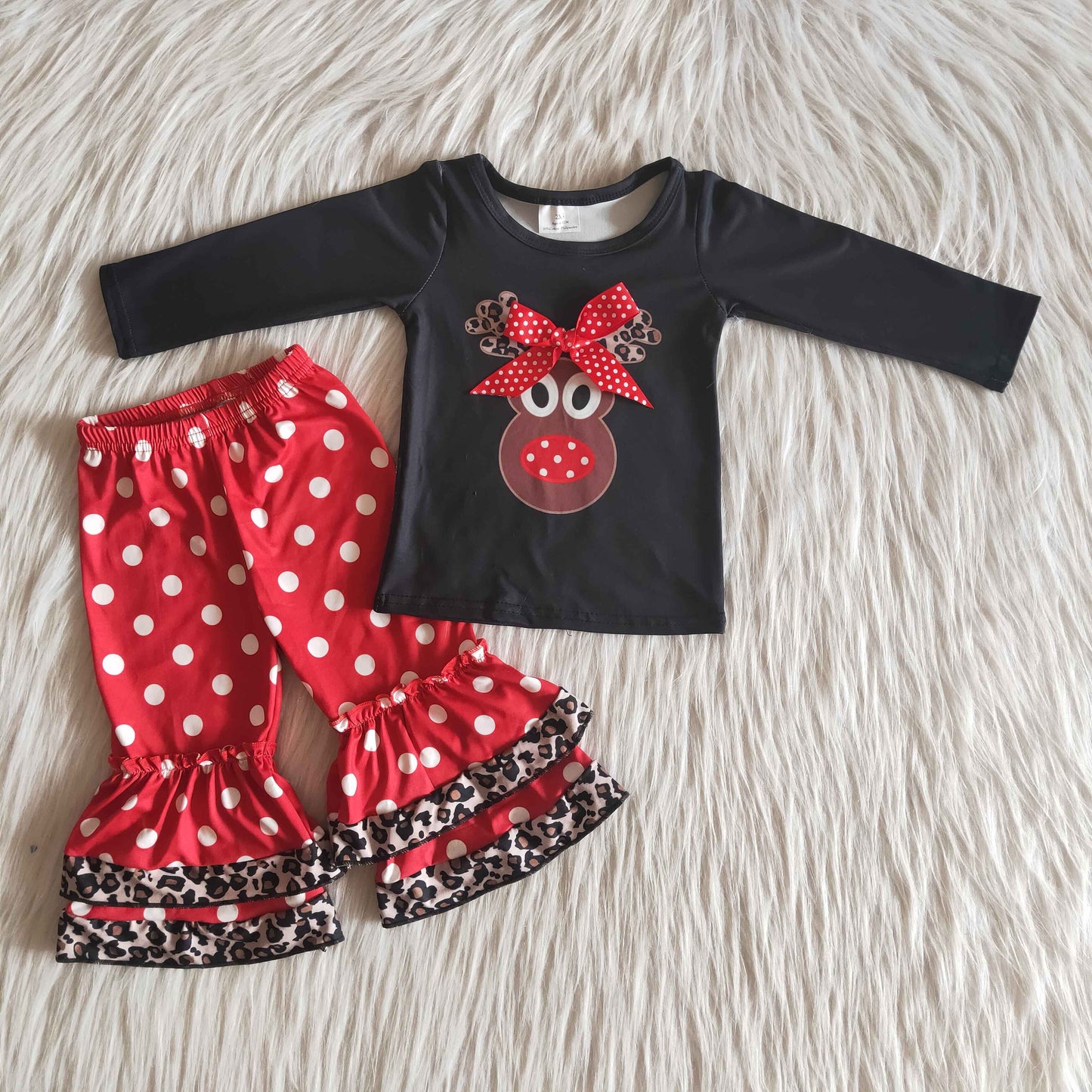 Long sleeve ruffles pants Christmas outfits 6 A22-26