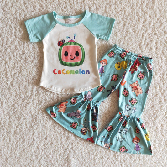 (Promotion) Short sleeve bell bottom pants outfits  C12-3