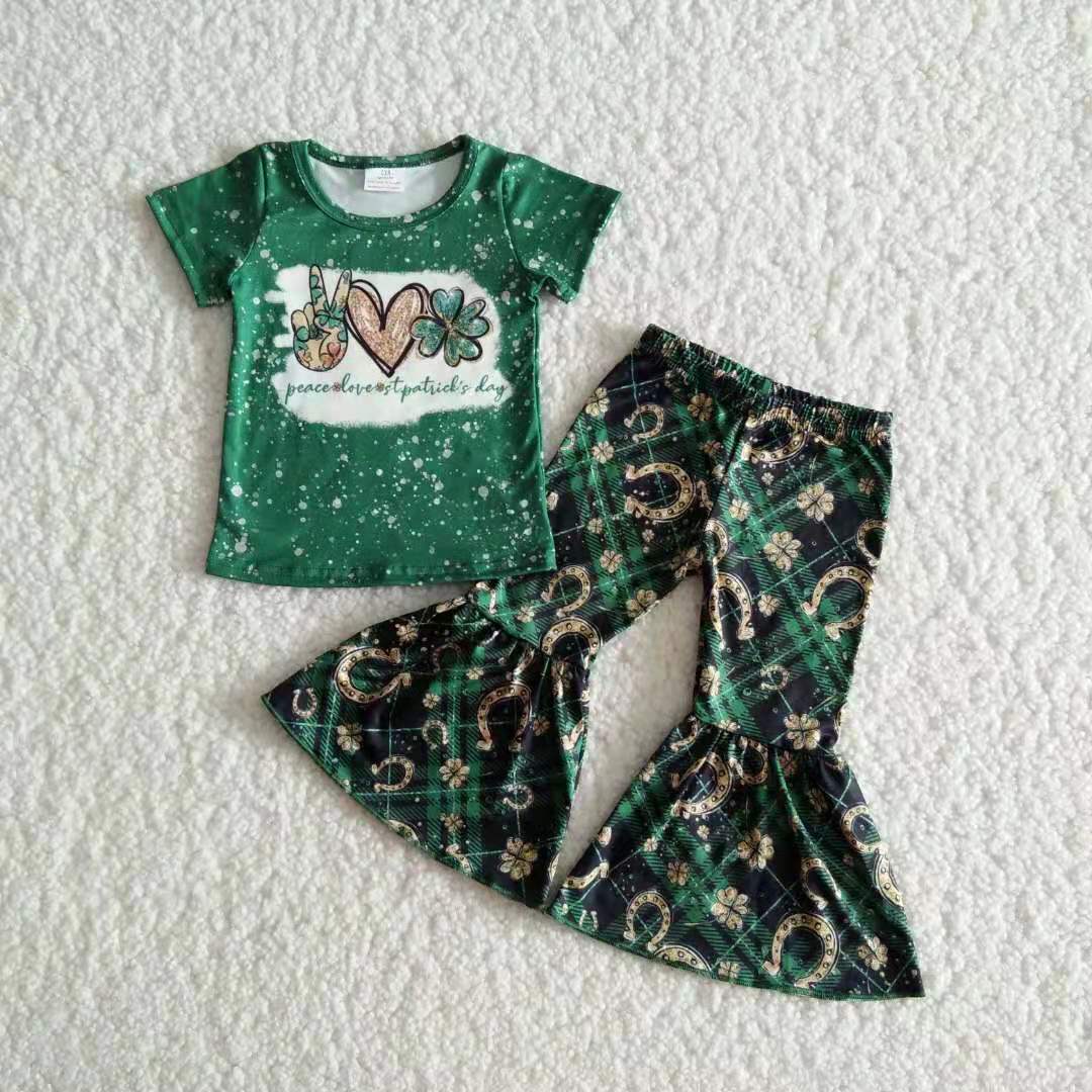 (Promotion)Short sleeve bell bottom pants St. Patrick Days' outfits