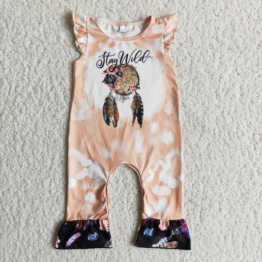 (Promotion) Baby girls stay wild print Romper     D3-17