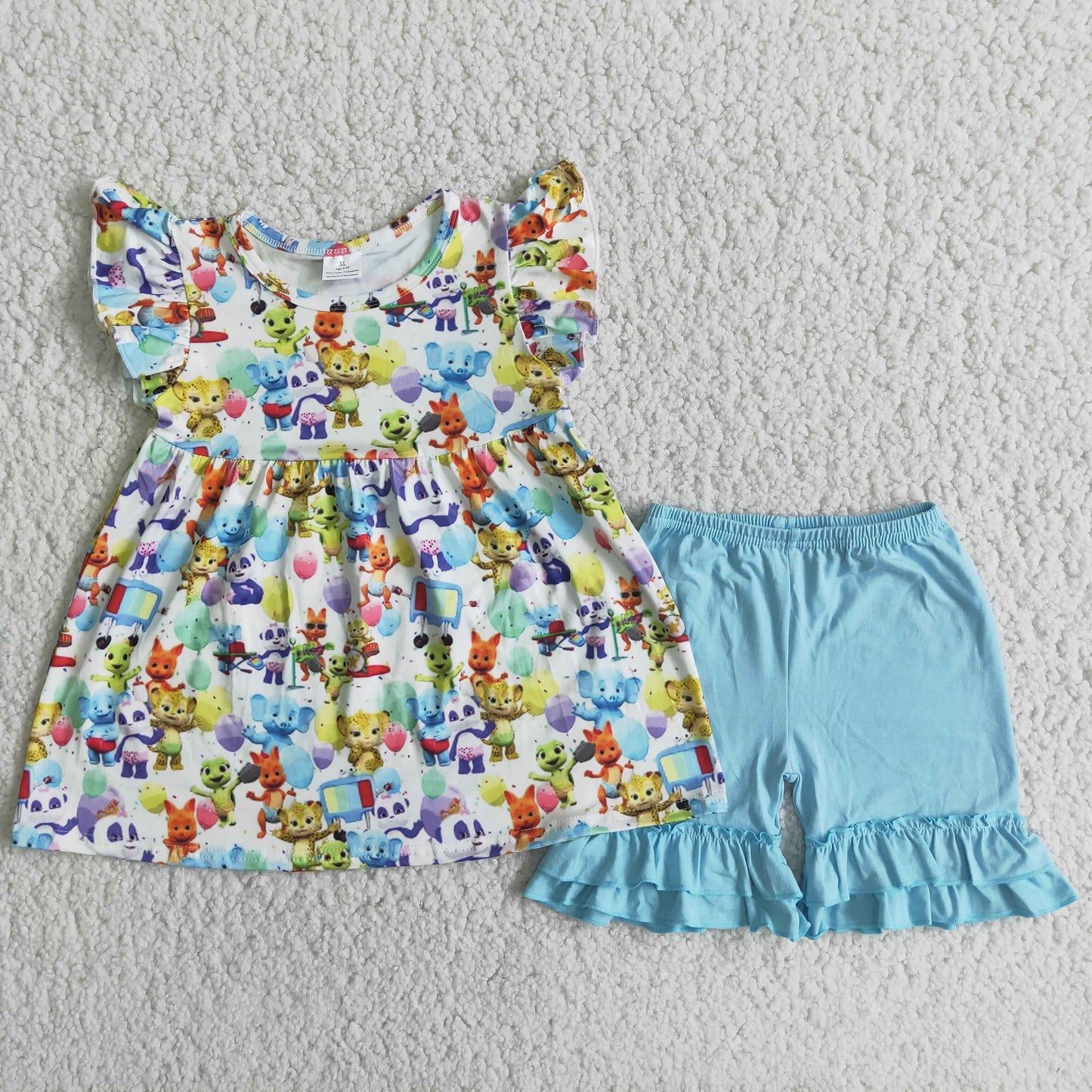 (Promotion)D7-27Flutter sleeve ruffles shorts summer outfits
