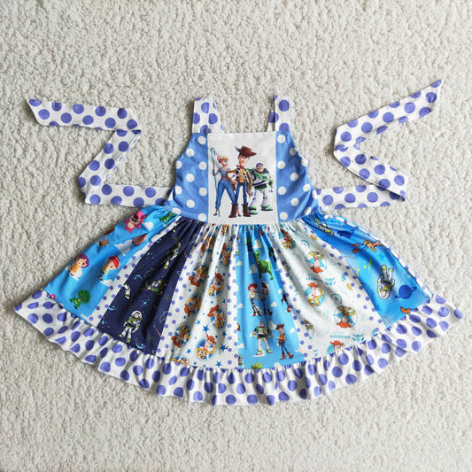(Promotion)A2-10 Sleeveless cartoon girls twirl summer dress