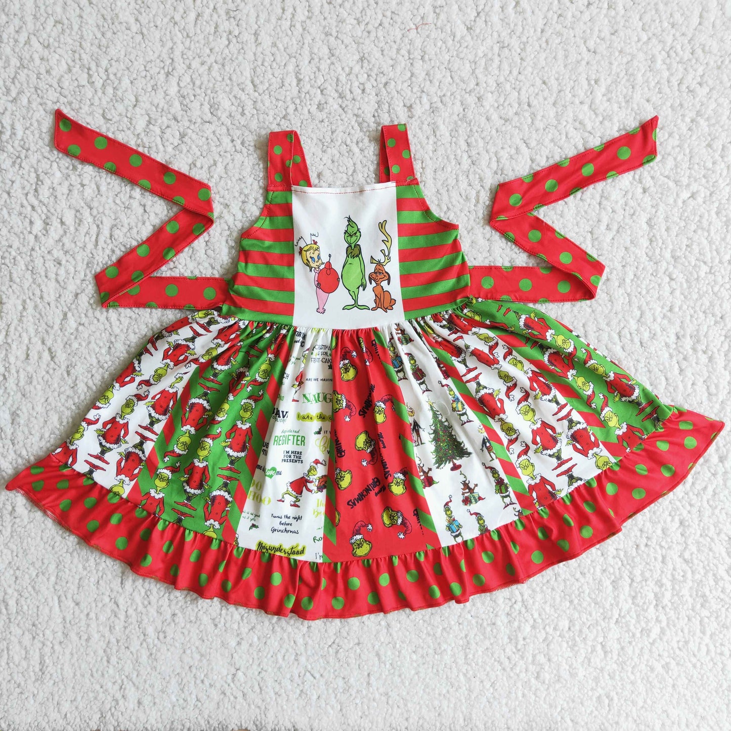 Sleeveless twirl dress Christmas design C8-15