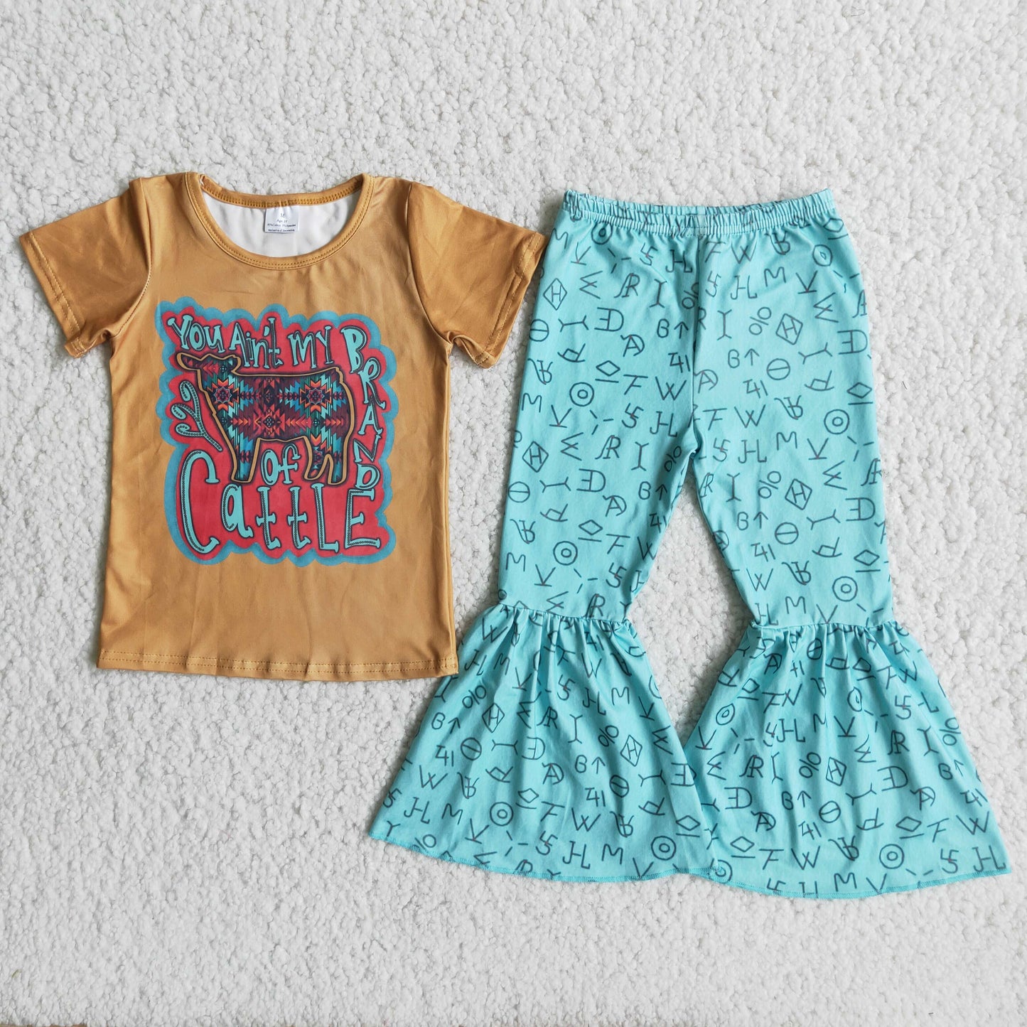 (Promotion)Short sleeve bell bottom pants outfits C9-22