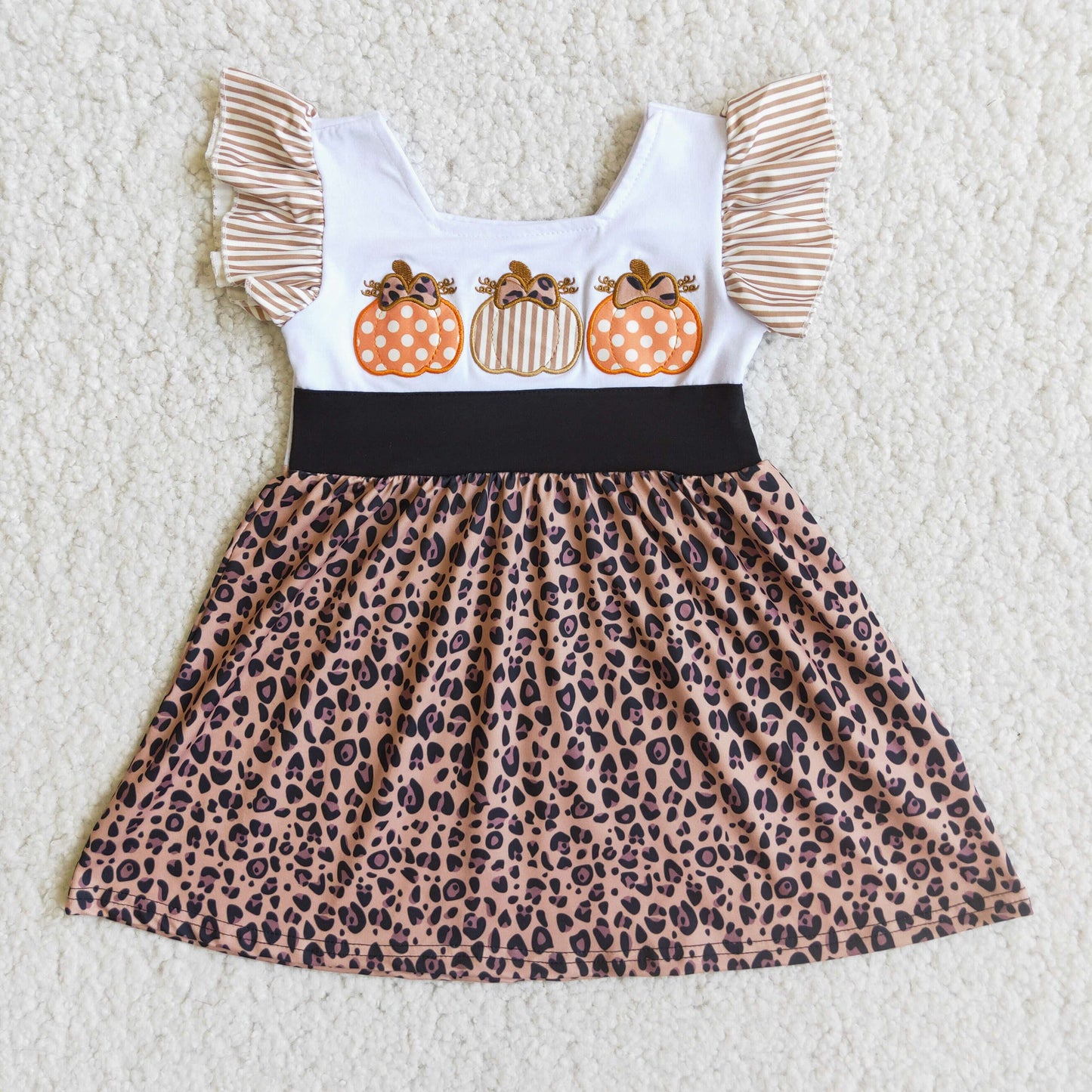 Flutter sleeve tunic pumpkin dress embroideried styles C6-16