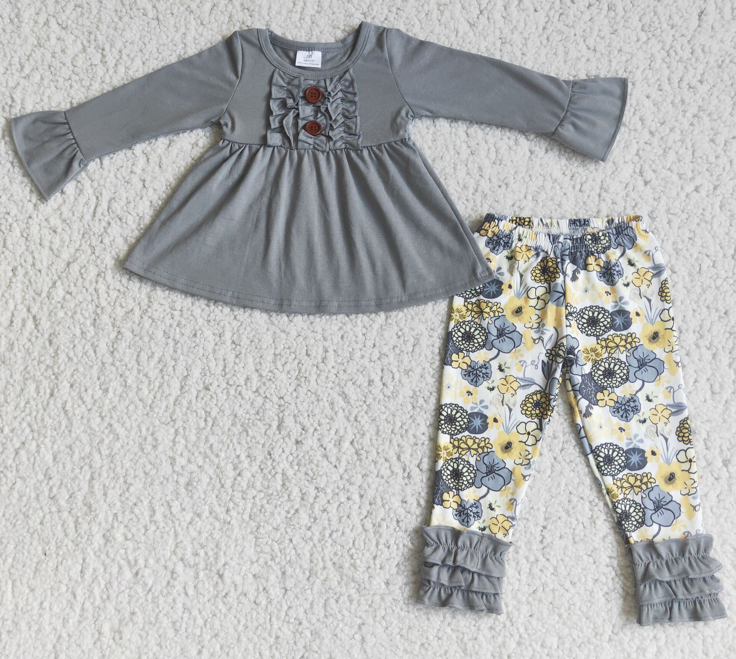 Girls grey tunic top legging pants outfits 6 A11-28