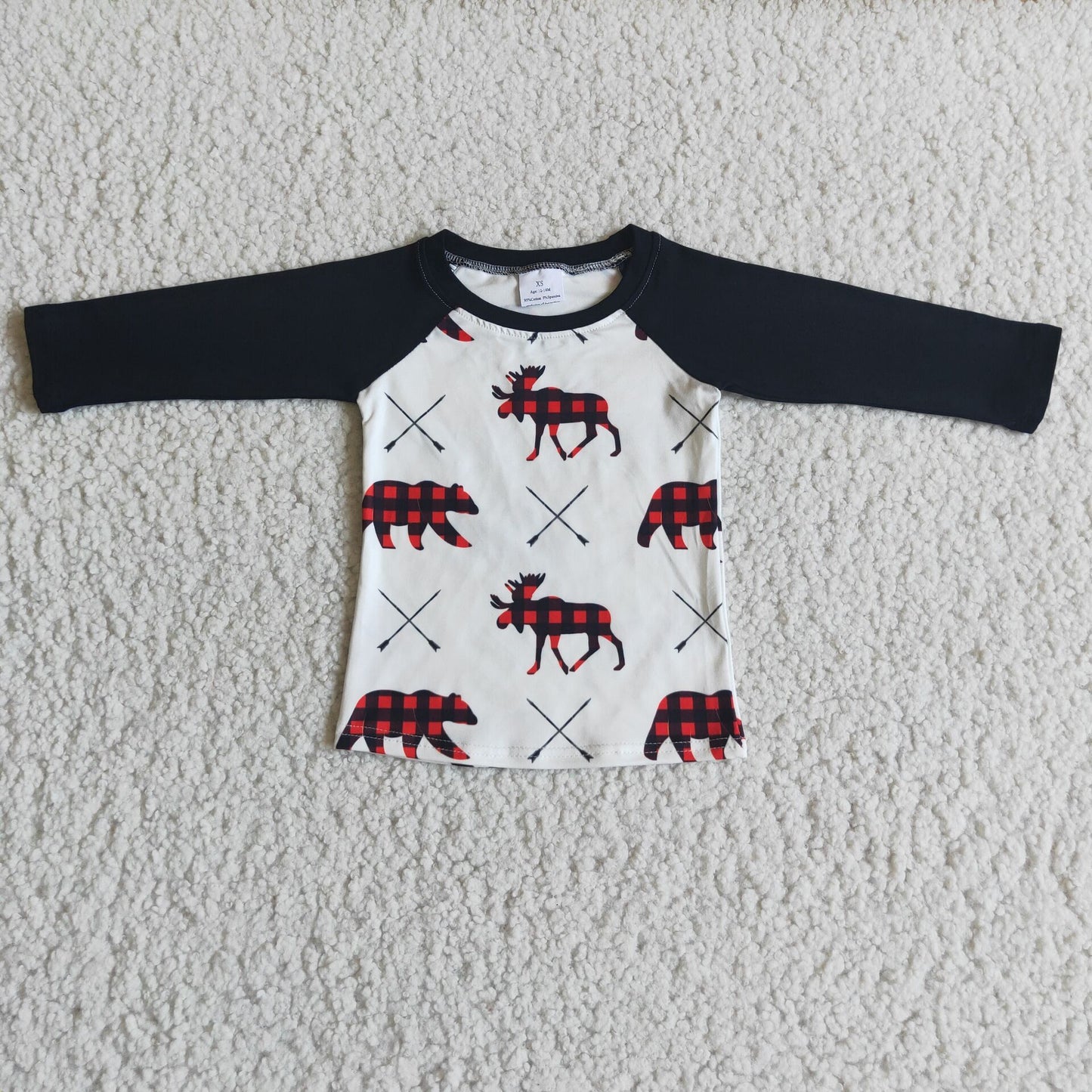 (Promotion) 6 B6-32 Bear Deer Boys Christmas Tee Shirts Top