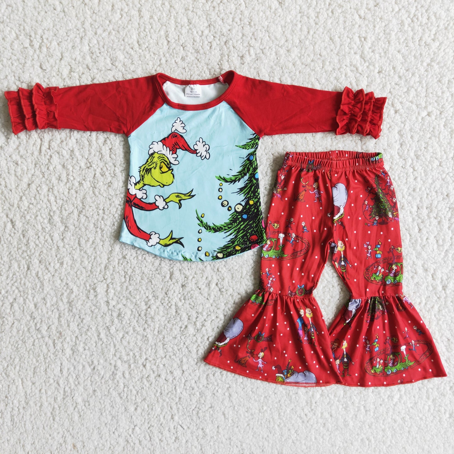 6 A17-14 Long sleeve bell bottom pants Christmas outfits