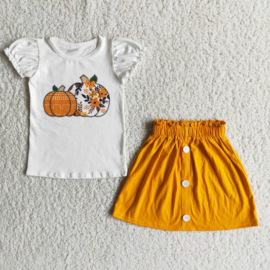 Short sleeve shirt skirt pumpkin outfits   D2-15