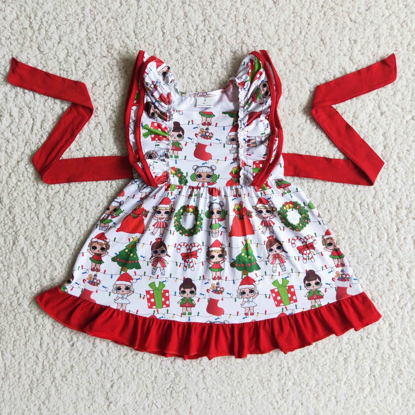 Flutter sleeve tunic Christmas dress