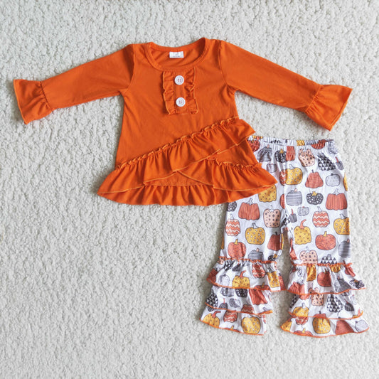 Long sleeve ruffles pants pumpkin outfits   6 A13-28
