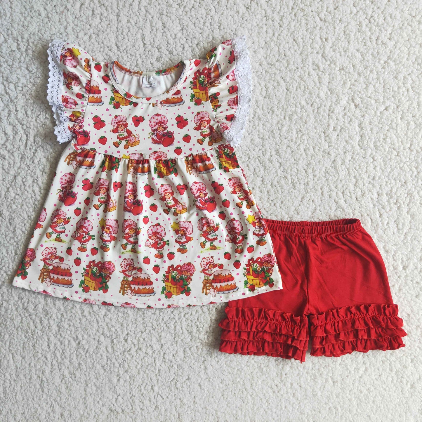 (Promotion)Flutter sleeve ruffles shorts summer outfits E2-16