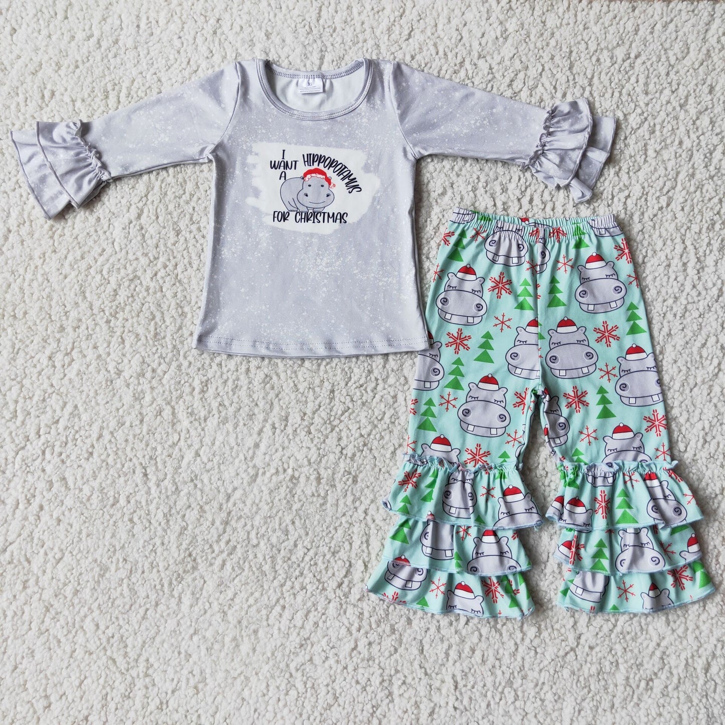 (Promotion) 6 C9-39 Cute Hippo Ruffles Pants Christmas Outfits