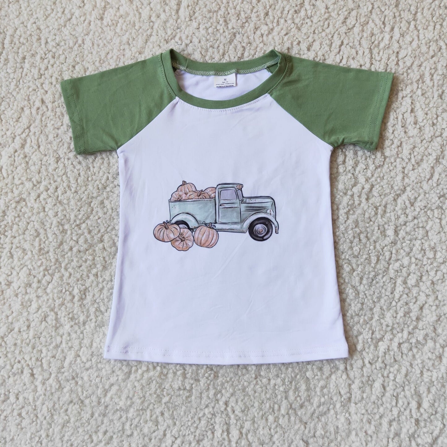 Girls pumpkin short sleeve top jeans pants outfit A15-13+ D6-29