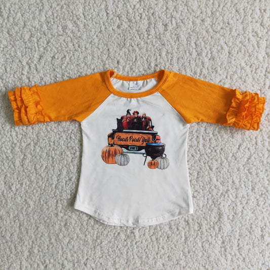 (Promotion) 6 A3-17 3/4 sleeve girls witches pumpkin Halloween tee shirts top