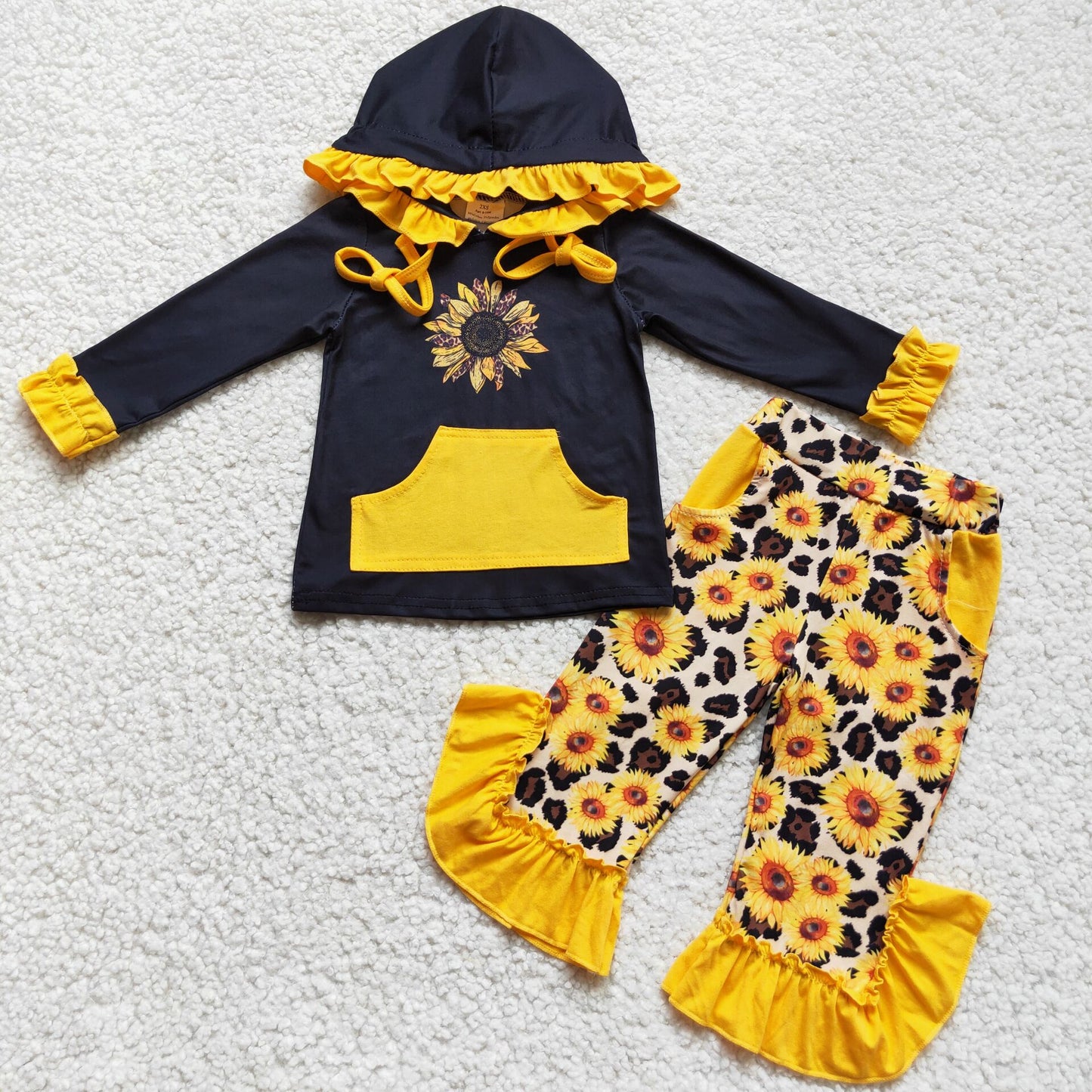 (Promotion)Girl's sunflower hooded outfits 6 A8-28