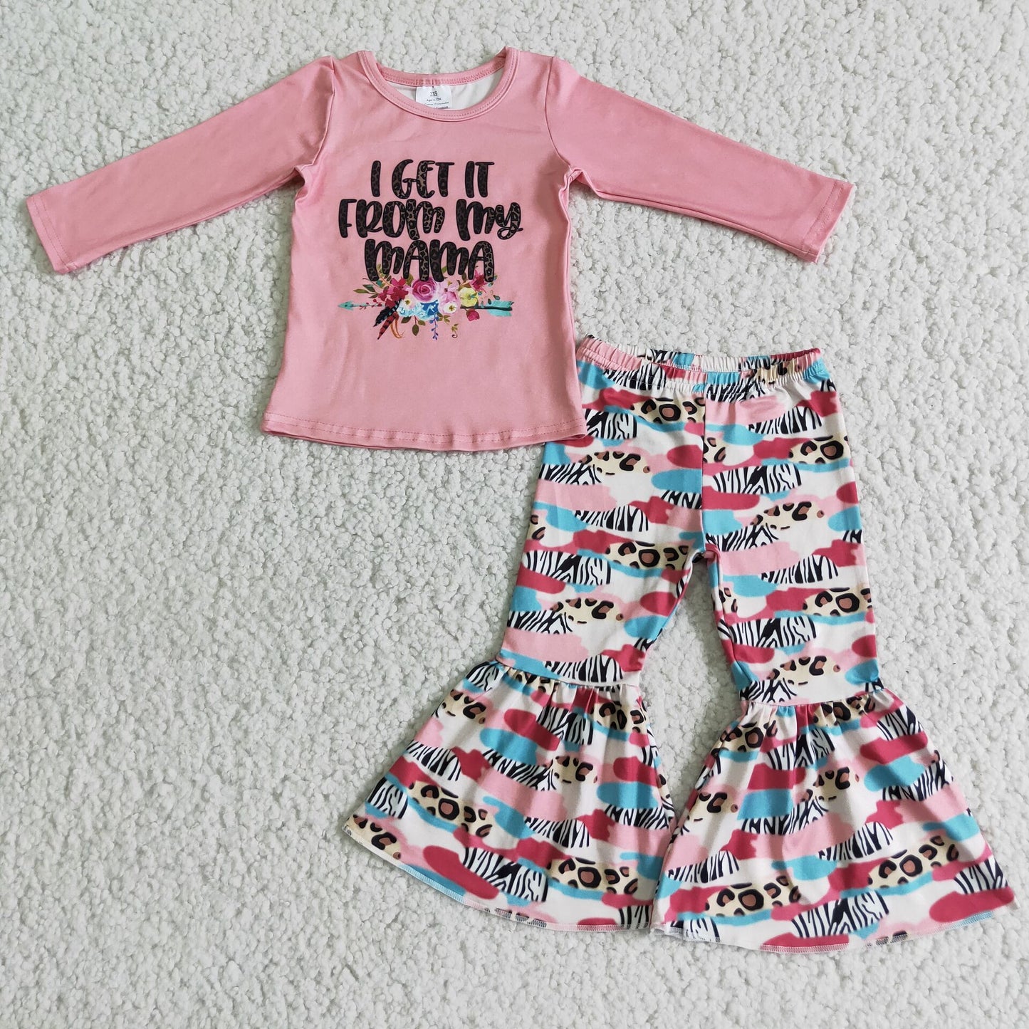 (Promotion) Long sleeve bell bottom pants outfits 6 C7-17
