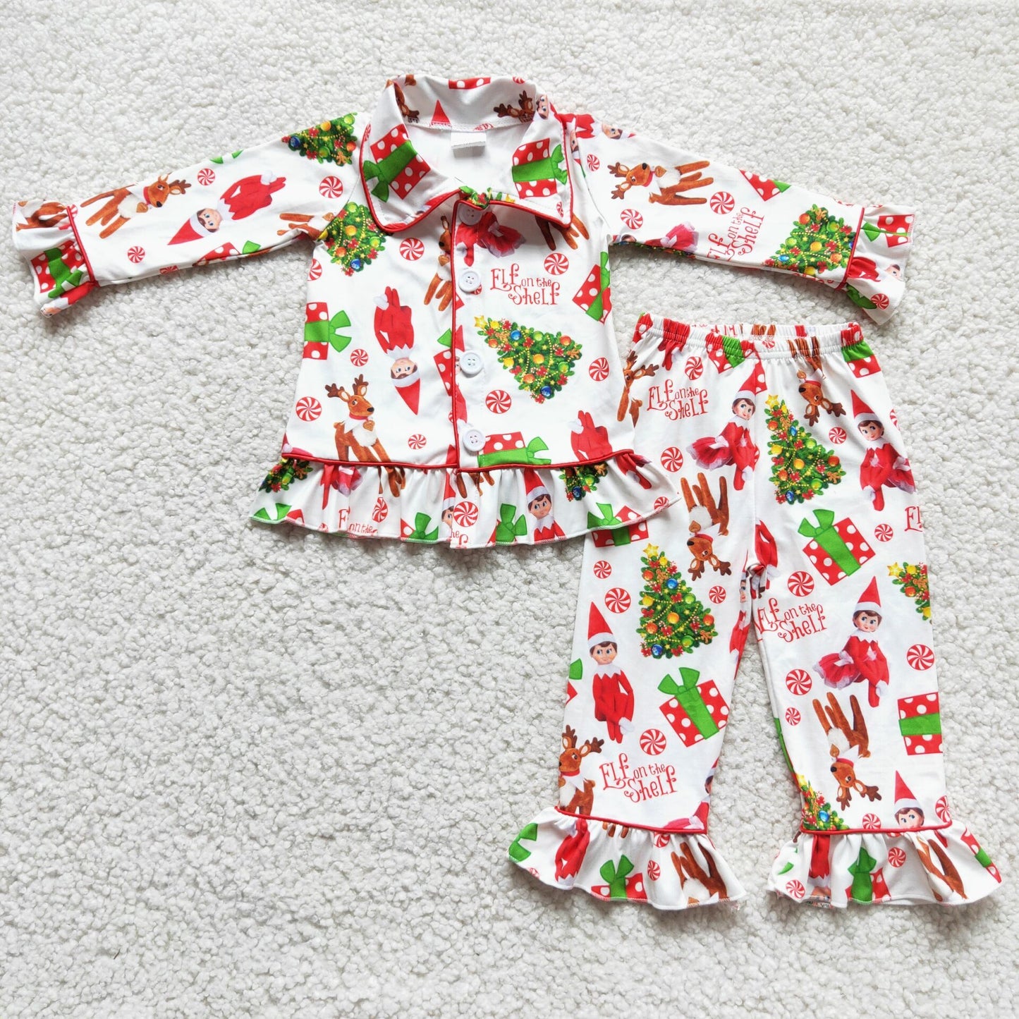 Girls long sleeve Christmas pajamas 6 C8-38