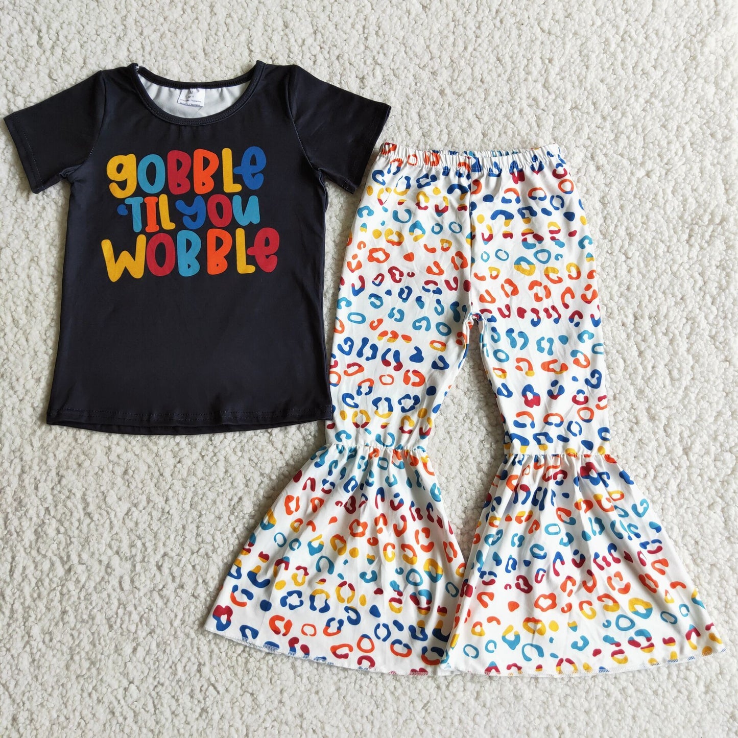Short sleeve bell bottom pants outfits E4-1