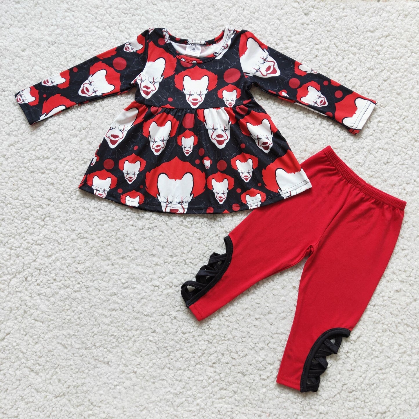 (Promotion) Clown tunic top red legging pants Halloween outfits 6 C7-23