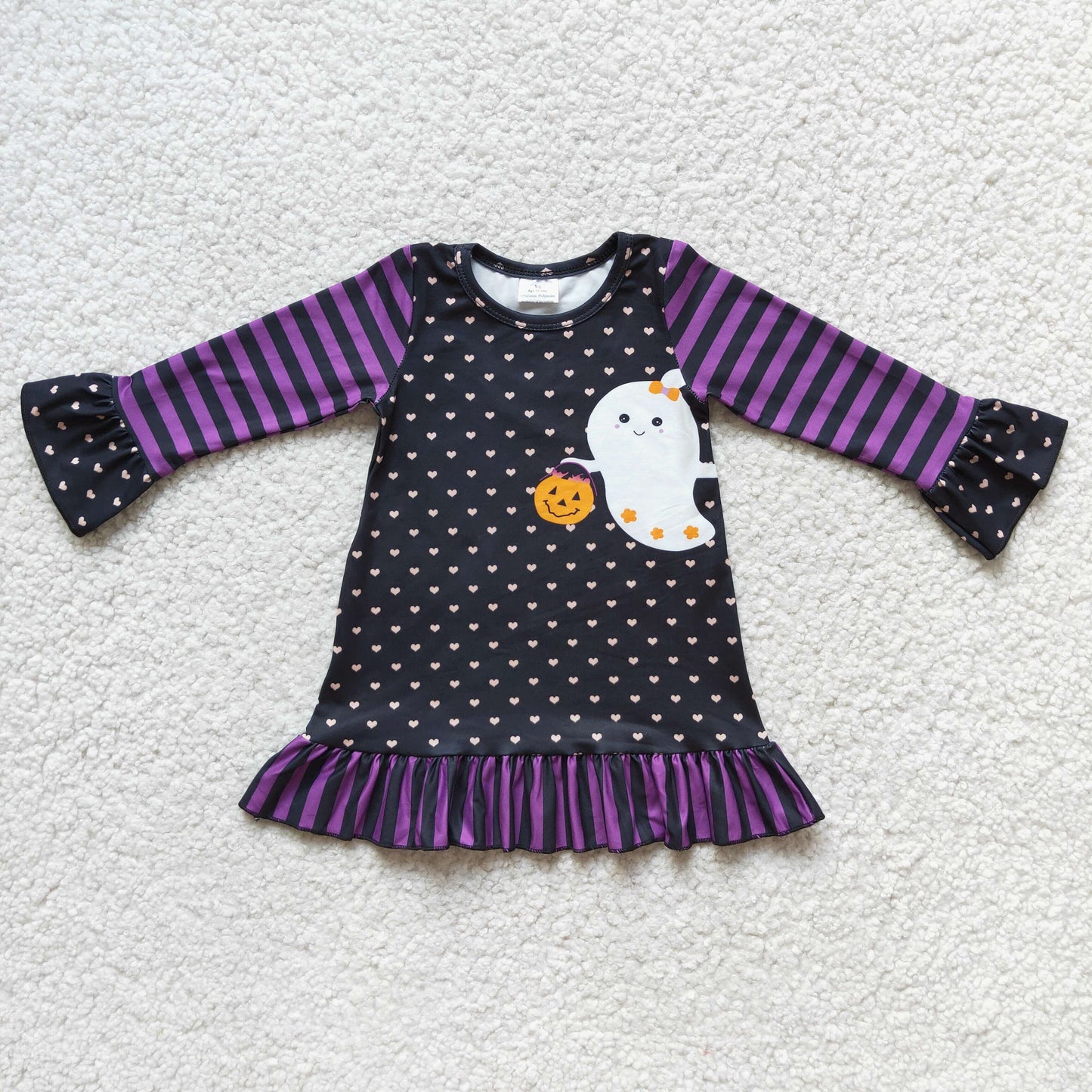 (Promotion) 6 C6-22 Long sleeve ghost pumpkin Halloween knee length dress