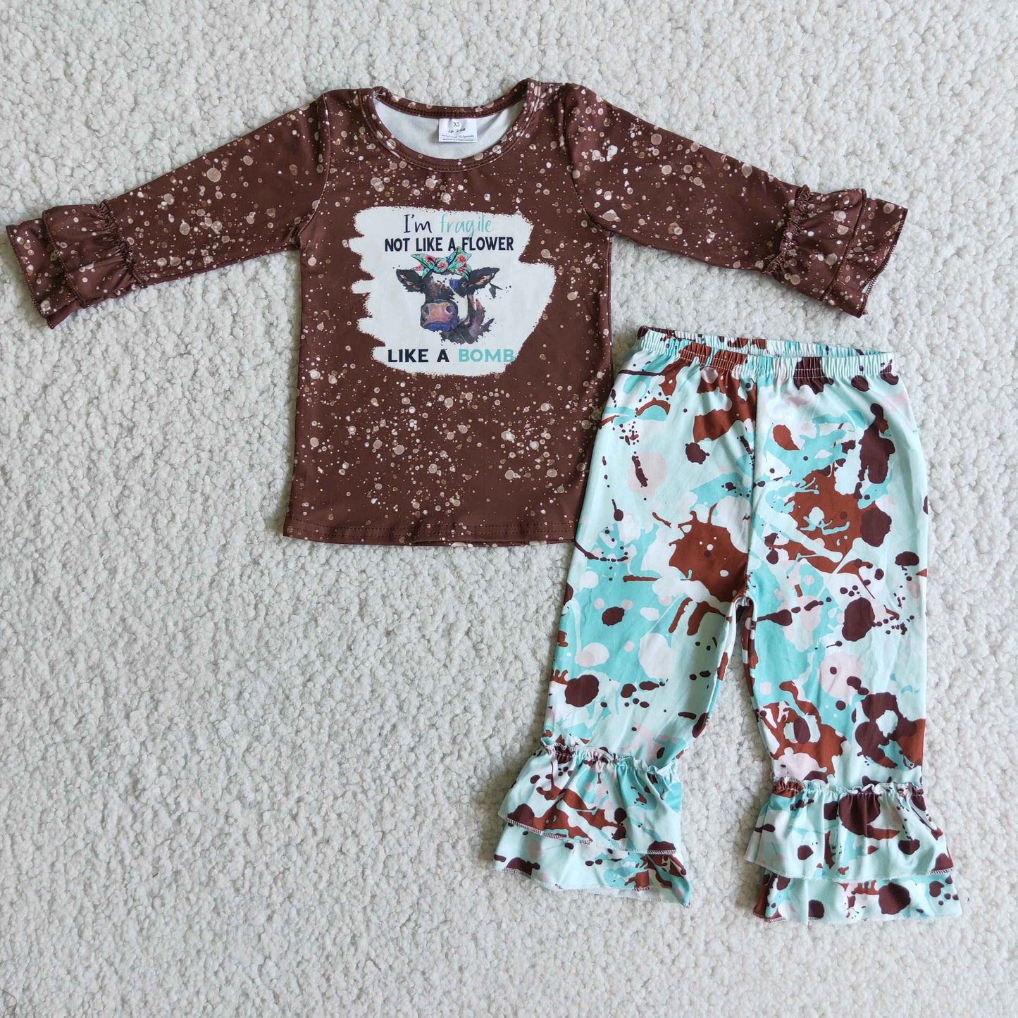 (Promotion) Long sleeve ruffles pants outfits 6 C7-31