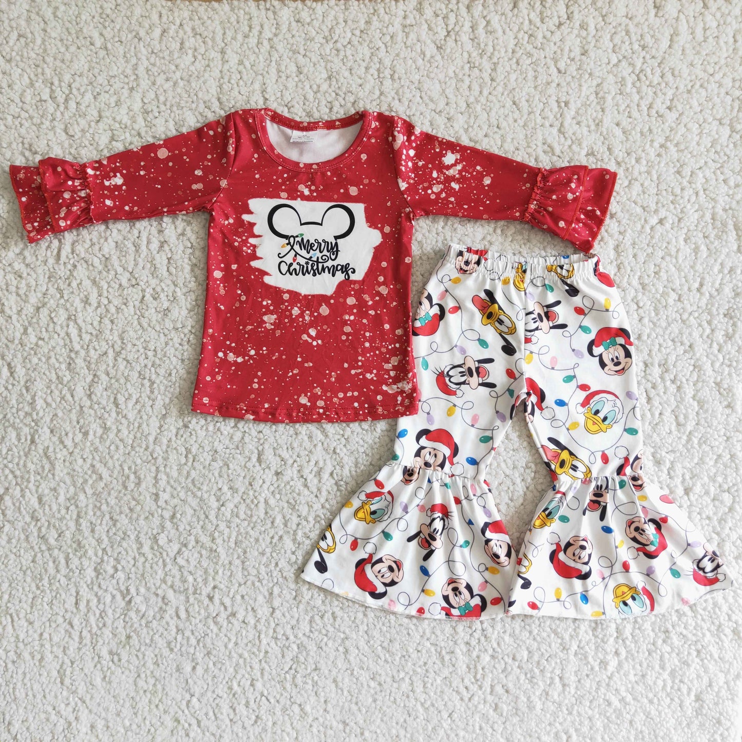 (Promotion)Long sleeve bell bottom pants mouse design Christmas outfits 6 C11-4