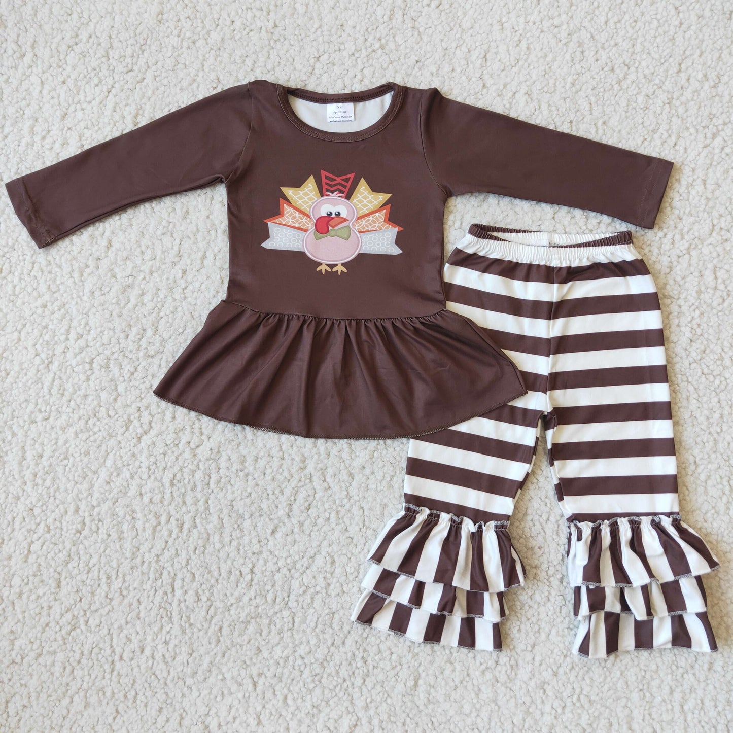 (Promotion) 6 A29-17 Long sleeve ruffles pants turkey Thanksgiving outfits