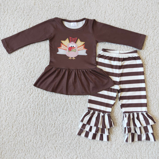 (Promotion) 6 A29-17 Long sleeve ruffles pants turkey Thanksgiving outfits