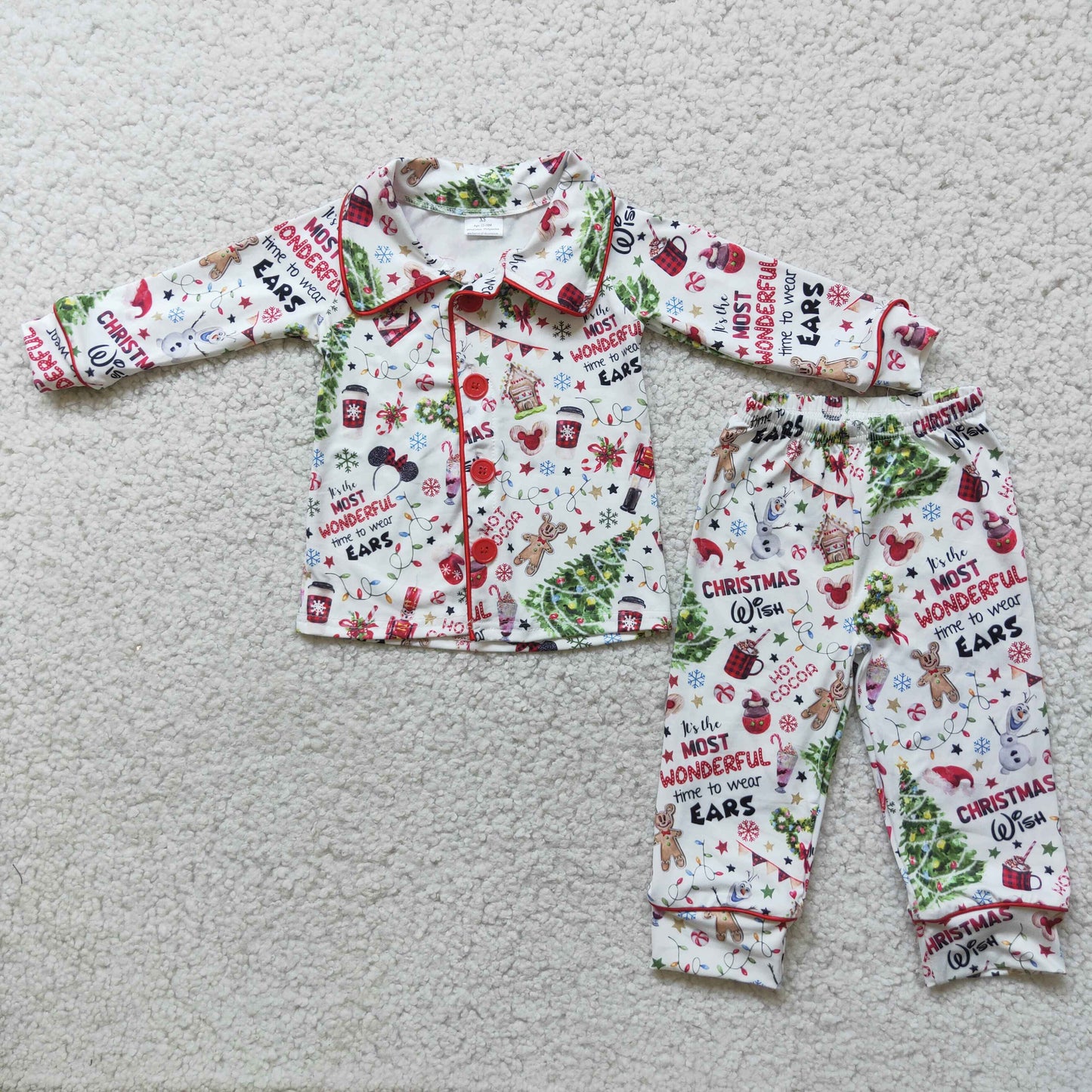 (Promotion) Boys long sleeve mouse Christmas tree pajamas 6 A1-30