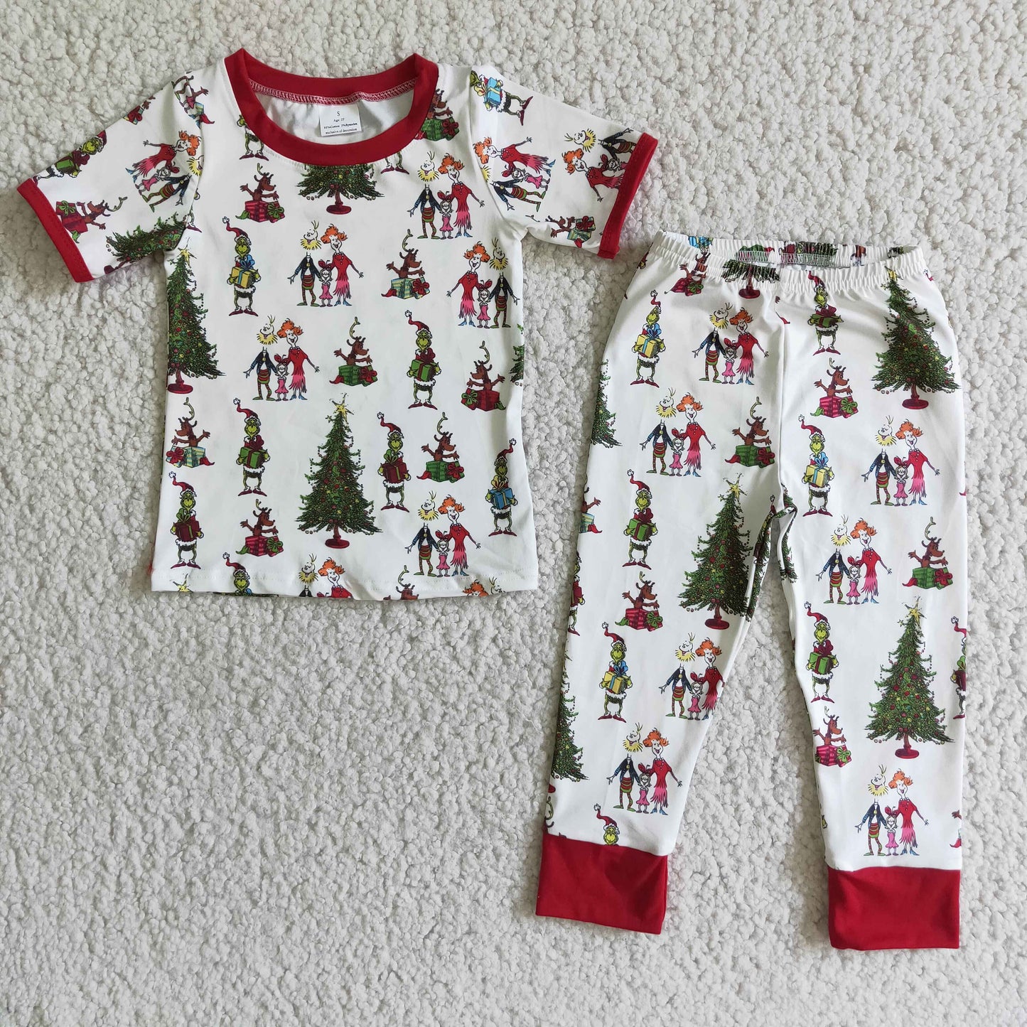 (Promotion)Boys short sleeved pajamas Christmas outfits E2-2
