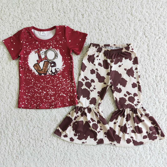 (Promotion) E2-3 LOVE Western Short sleeve bell bottom pants outfits
