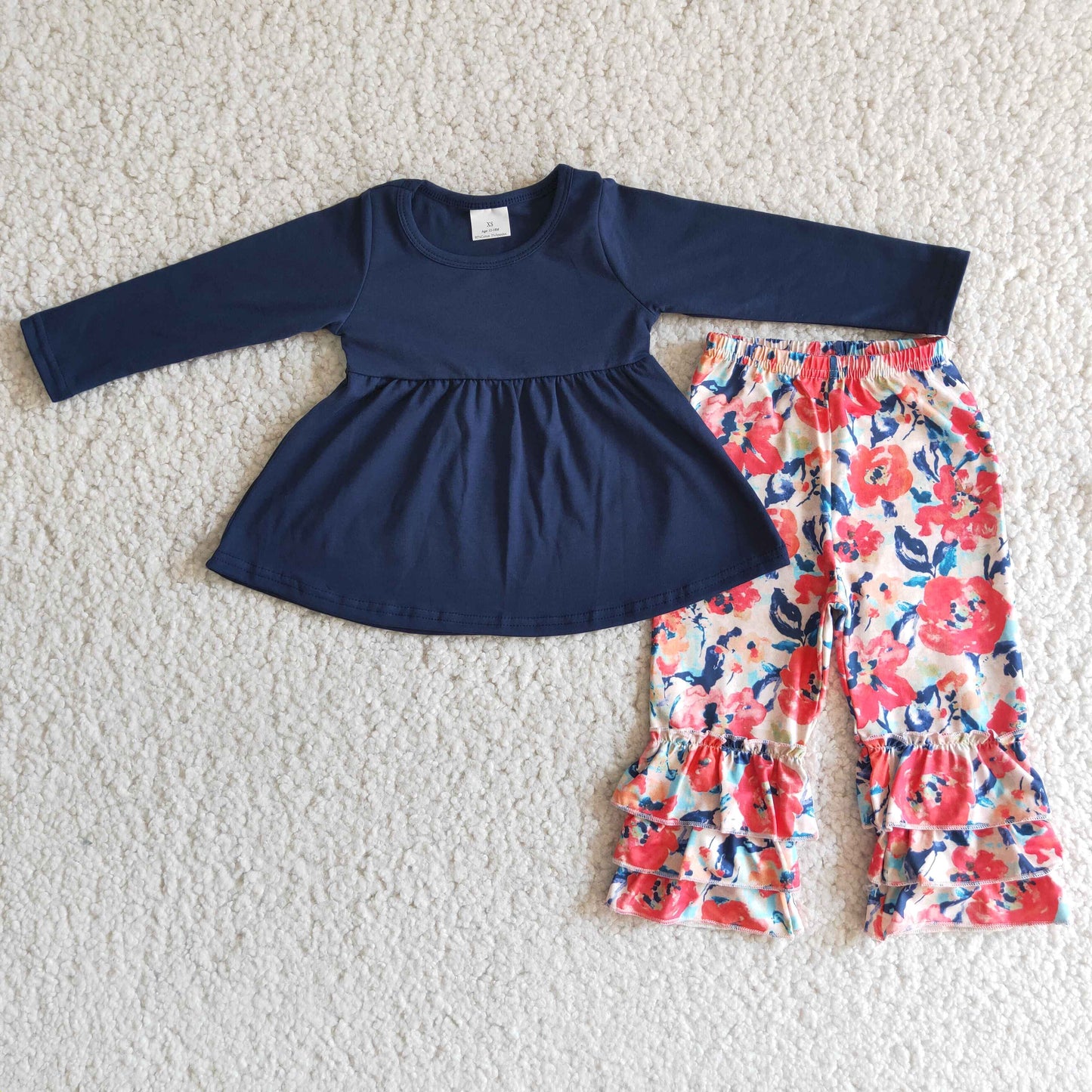 (Promotion)Long sleeve ruffles pants outfits 6 B2-5