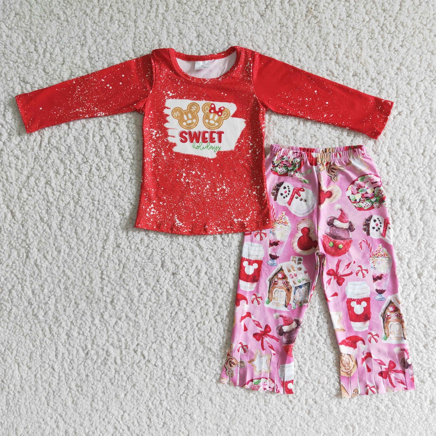 (Promotion)6 B1-17 Pink Cartoon Mouse Candy House Girls Christmas Outfits