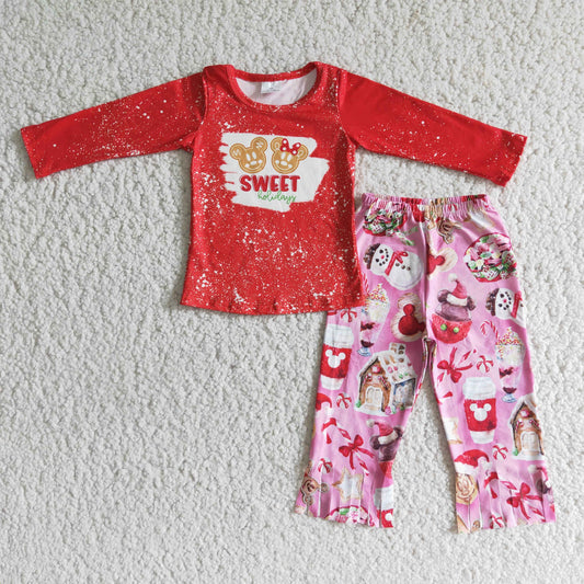 (Promotion)6 B1-17 Pink Cartoon Mouse Candy House Girls Christmas Outfits