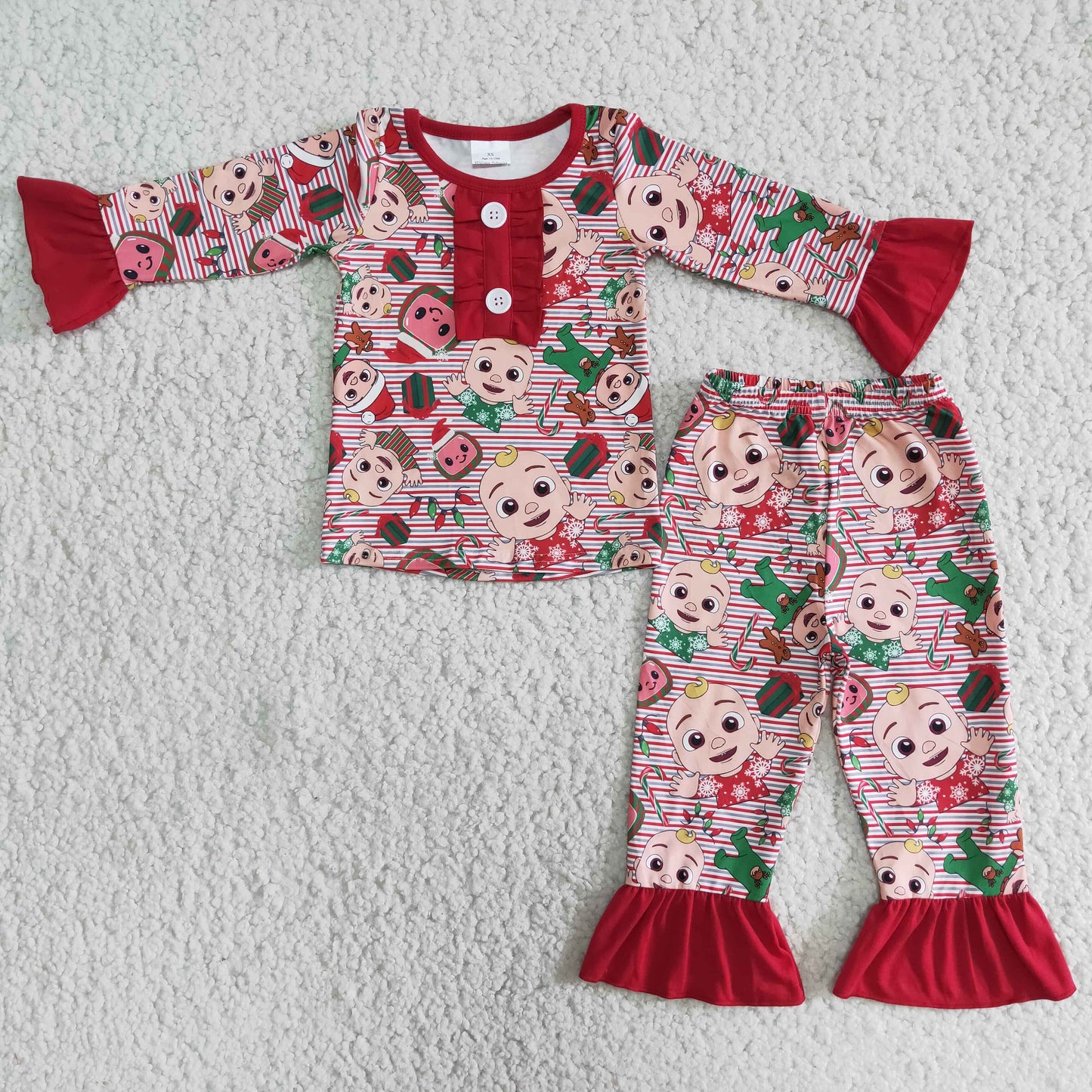 (Promotion) Girls cartoon print Christmas pajamas 6 A6-29