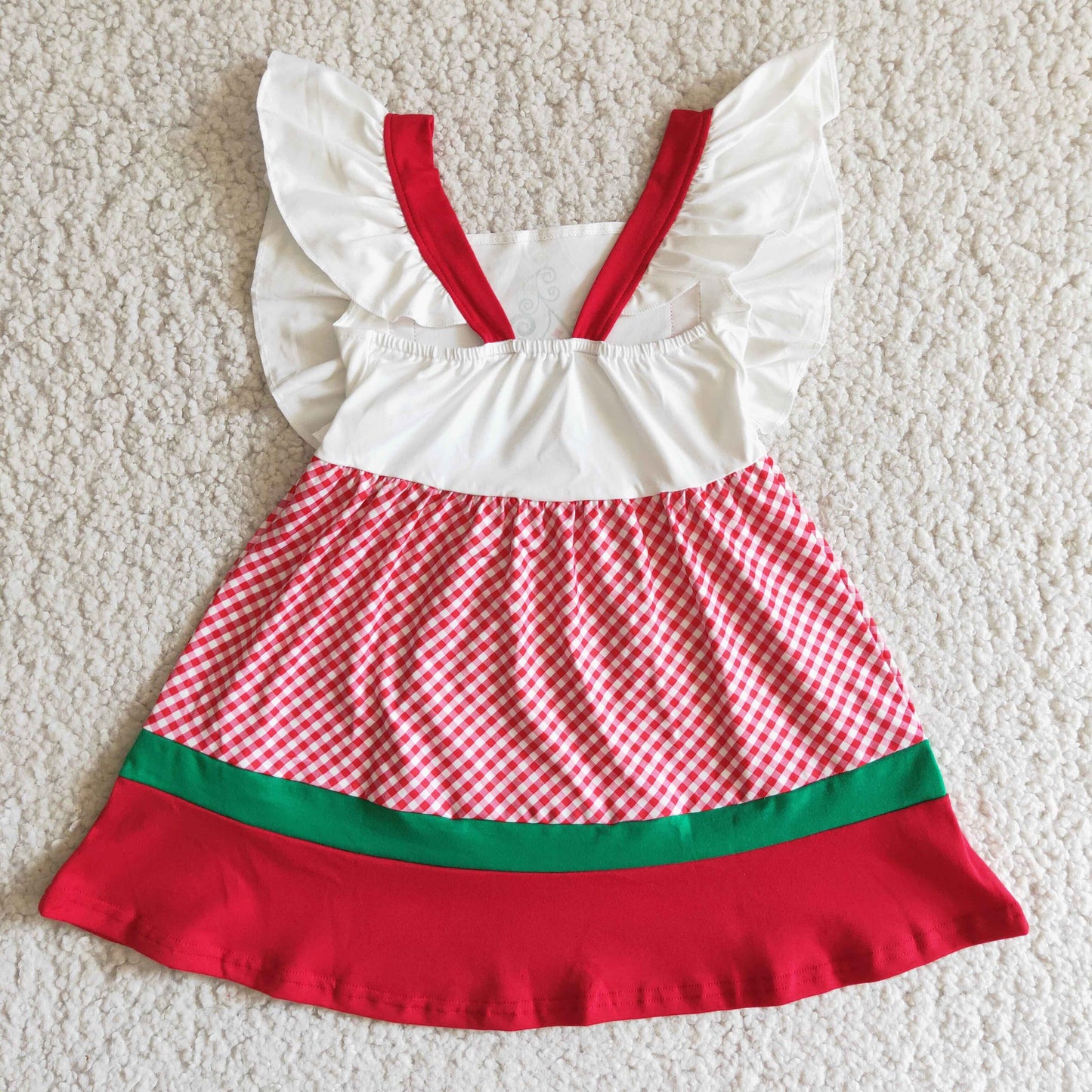 (Promotion) E3-19 Flutter Sleeve Knee Length Christmas Tree Print Dress