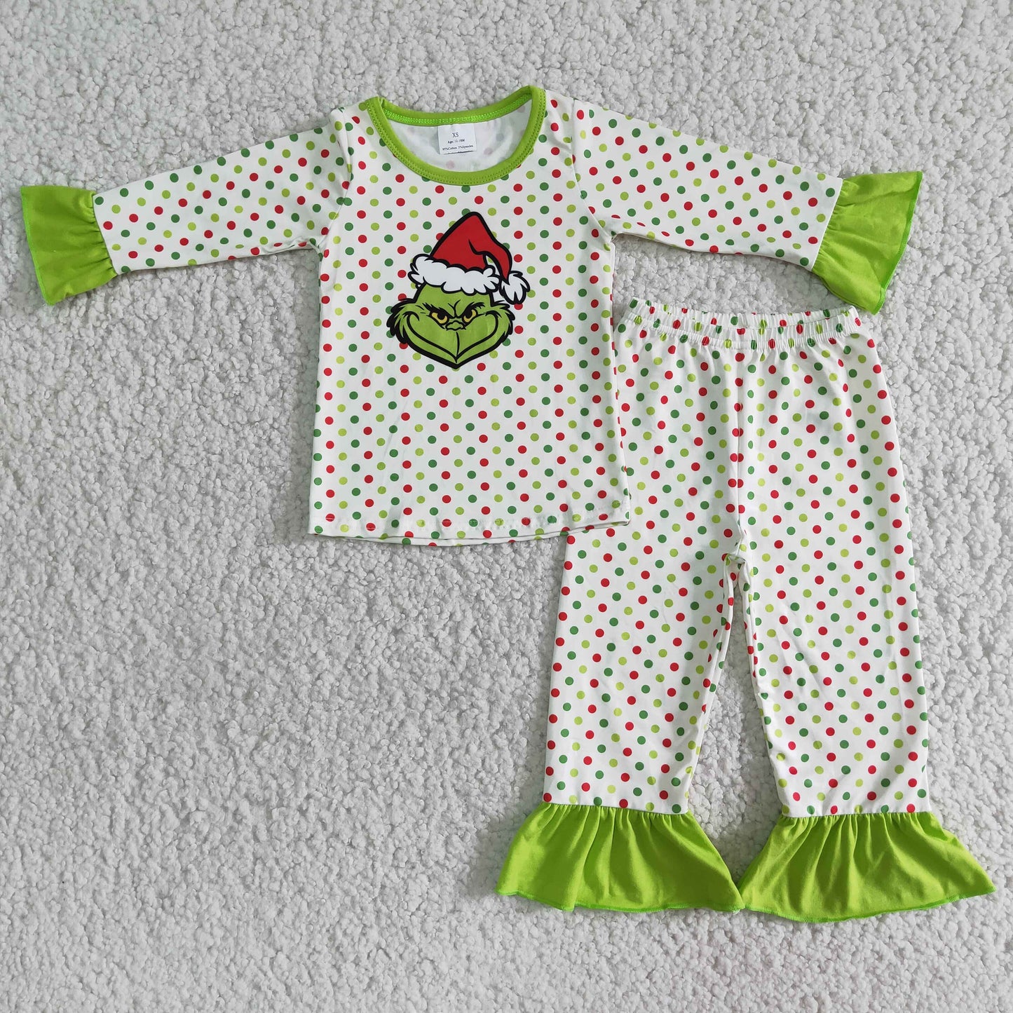 Girls long sleeved pajamas Christmas outfits 6 B10-25