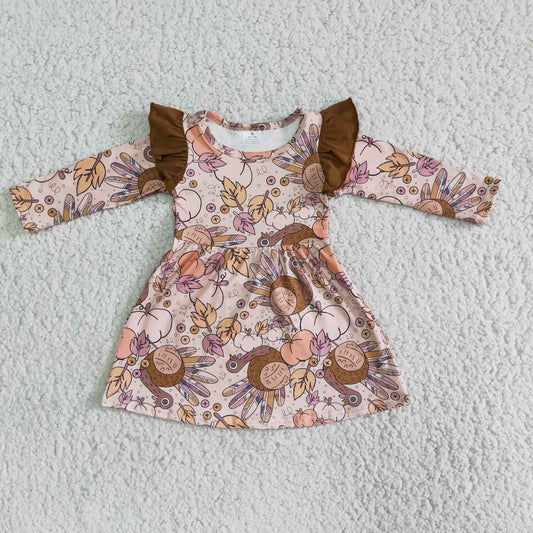 (Promotion)6 A6-11 Turkey Pumpkin Thanksgiving Knee Length Dress