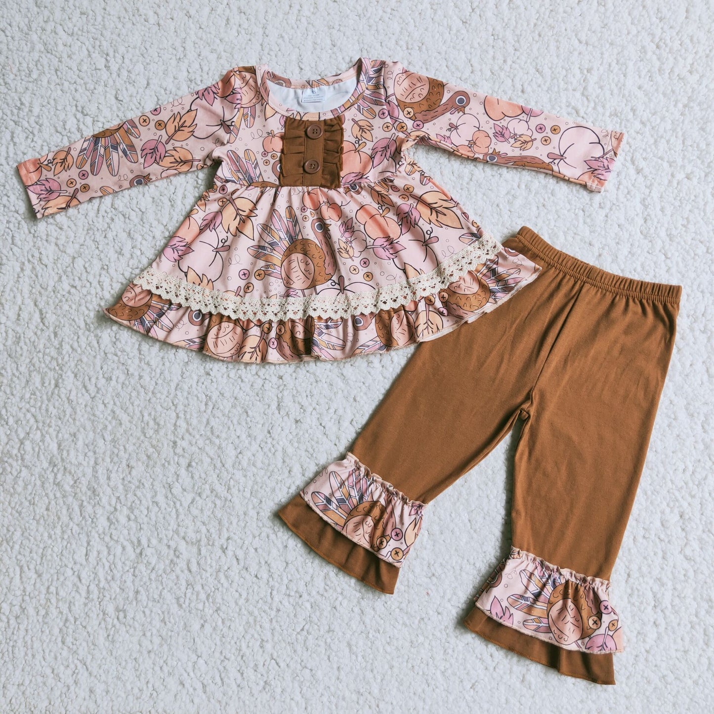 Long sleeve ruffles pants turkey outfits