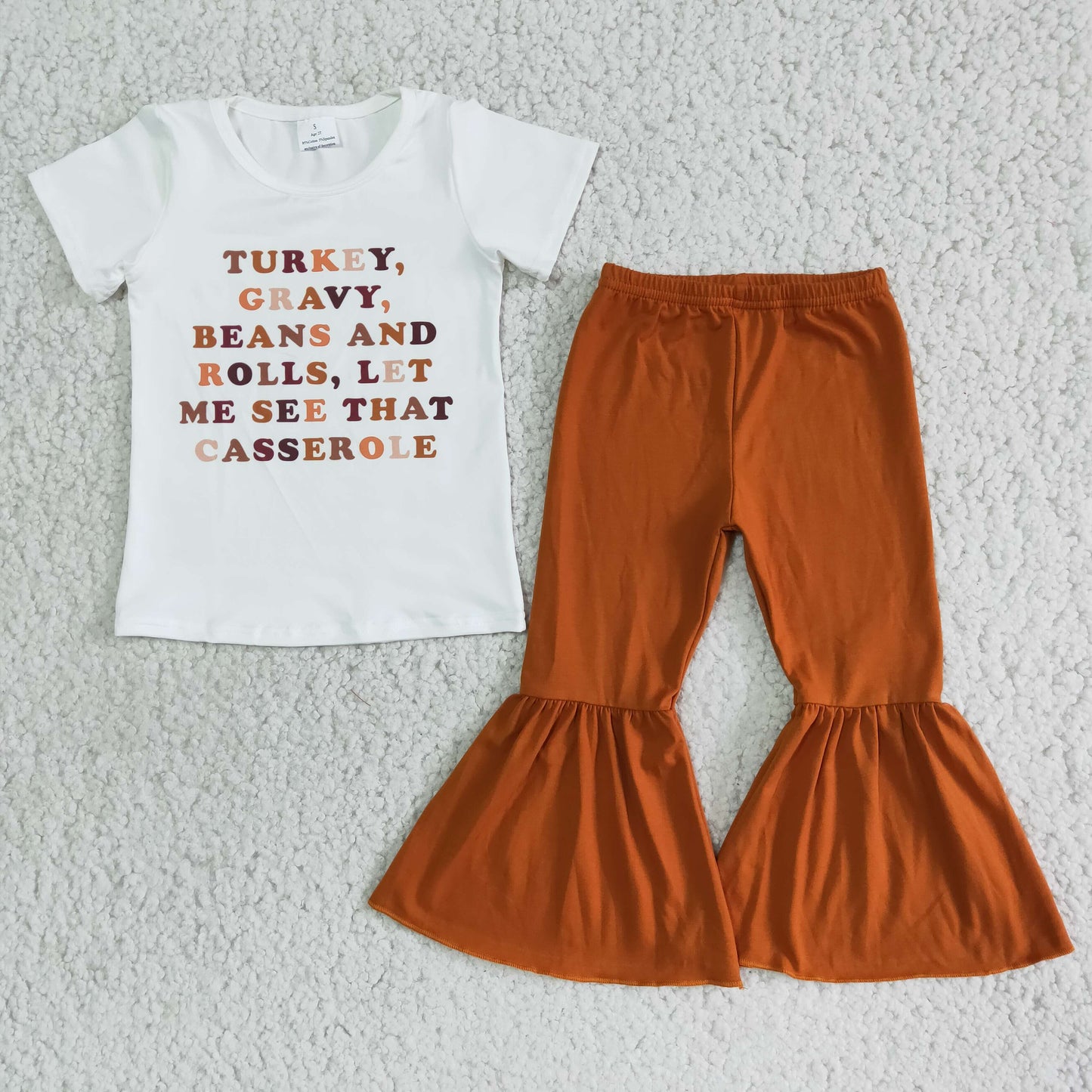 Short sleeve bell bottom pants Thanksgiving outfits D7-18