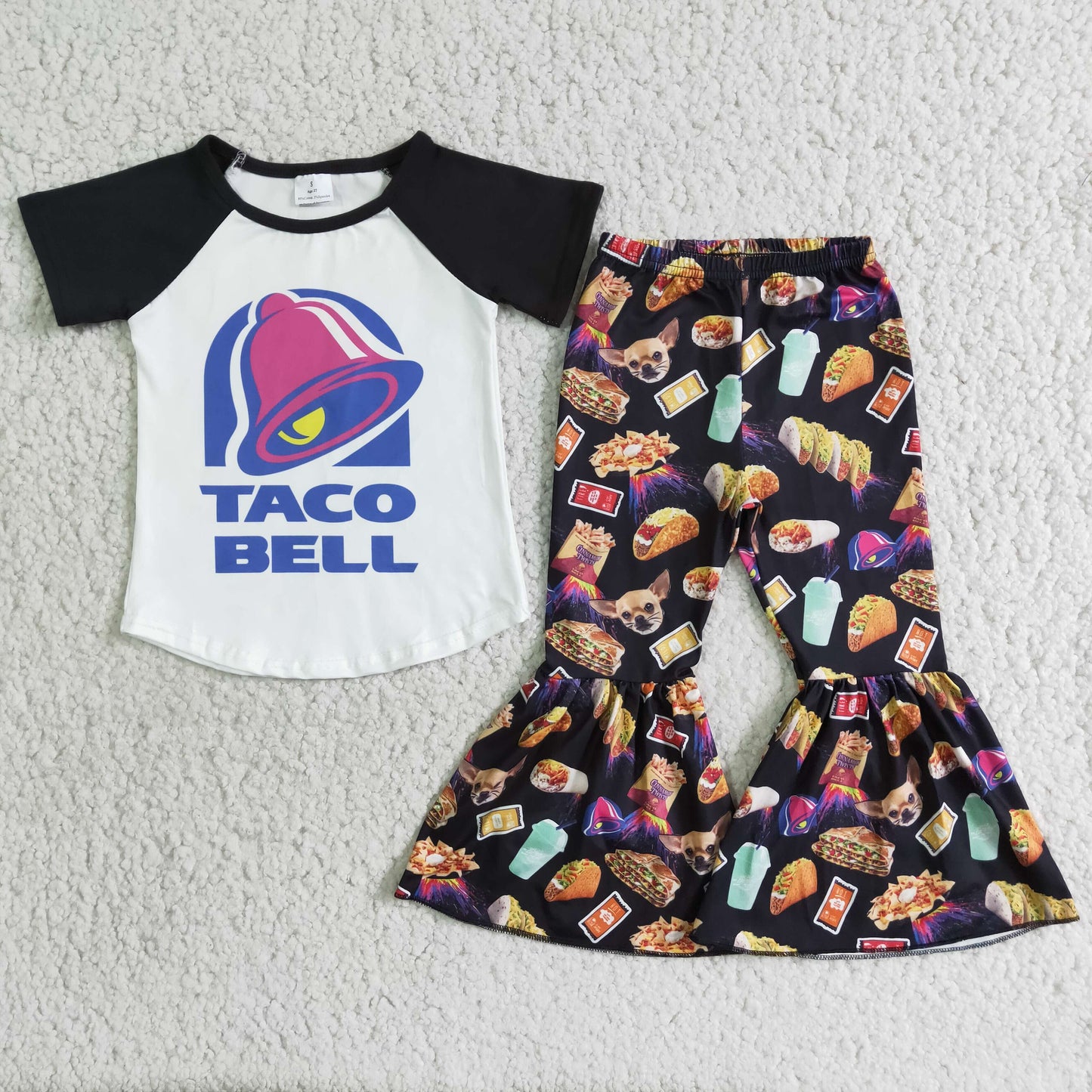 (Promotion) Short sleeve bell bottom pants outfits D5-18