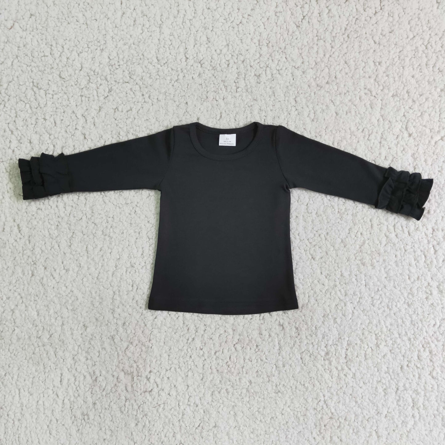 Long sleeve black cotton top for girls 6 A16-4